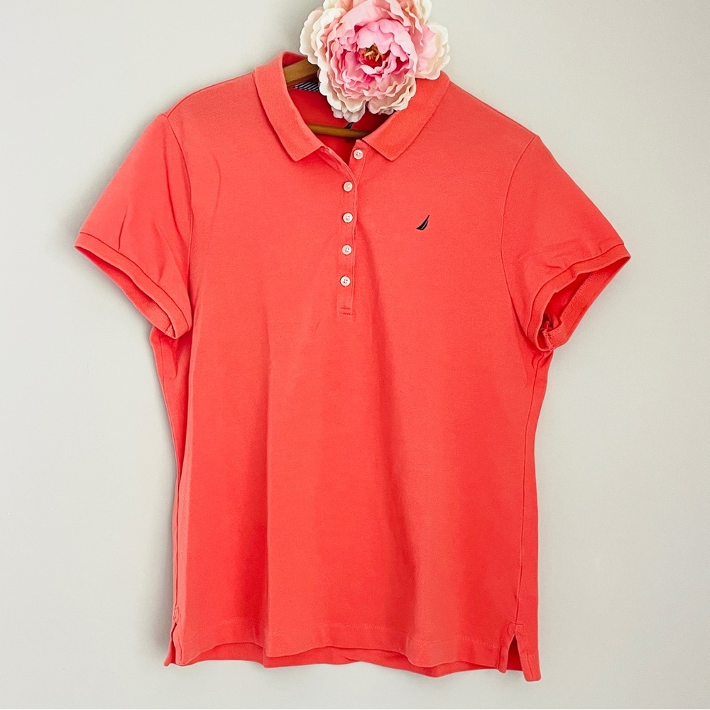 Nautica Women's Coral Polo Shirt Slim Fit XL Extra Large